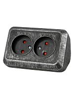 Розетка угловая двойная 2П открытой установки с з/ш IP20 250В 10А серебро Ладога TDM | код SQ1801-0389 | TDM