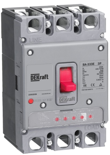Силовой авт. выкл. с электрон. расц. 4P 250А 50кА ВА-333E | код 22503DEK | DEKraft