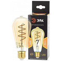 Лампа F-LED ST64-7W-824-E27 spiral gold (филамент спир. зол. 7Вт тепл. E27) (20/960) | Код. Б0047665 | ЭРА