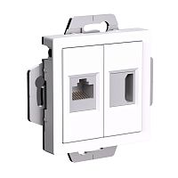 ATLASDESIGN РОЗЕТКА двойная HDMI+RJ45, кат.5Е, механизм, БЕЛЫЙ | код ATN000182 | Systeme Electric