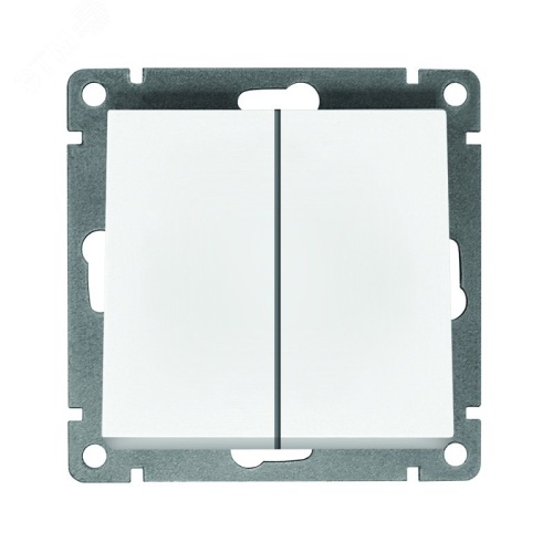 Выключатель двухклавишный серия Афина , с/у, 10А, 220В, белый (еврослот) | код A0023 | UNIVersal