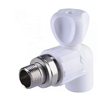 Кран для радиатора угловой 20х1/2' полипропиленовый PPR белый | код 9910022012 | Политэк