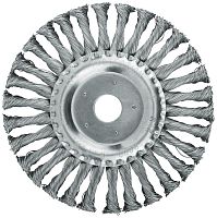 Кордщетка-колесо, посадочный диаметр 22.2 мм, стальная витая проволока 180 мм | код 39108 | FIT