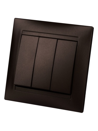 Выключатель 3-х кл. 10А шоколад Лама TDM | код SQ1815-0503 | TDM Выключатель 3-х кл. 10А шоколад Лама TDM | код SQ1815-0503 | TDM