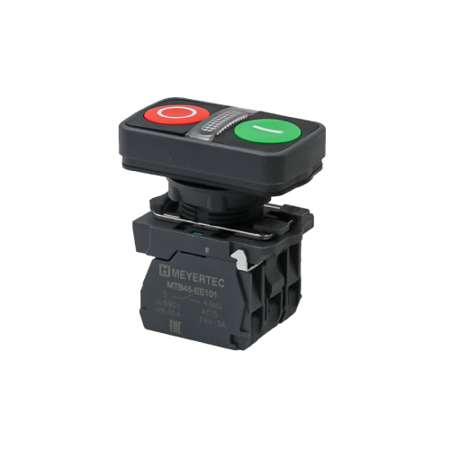 Кнопка двойная плоская с подсветкой, красная/зеленая, маркировка I+O, 1NO+1NC, 220V AC/DC, IP65, пластик MTB5-AW83753 | код 137264 | MEYERTEC Кнопка двойная плоская с подсветкой, красная/зеленая, маркировка I+O, 1NO+1NC, 220V AC/DC, IP65, пластик MTB5-AW83753 | код 137264 | MEYERTEC