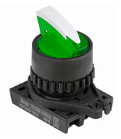 Головка переключателя S2SRN-L1BG, с короткой ручкой тип sharck под подсветку, цвет зеленый, 2-х позиционный смещенные 600 с самовозвратом, монтажное отверстие ?22/25мм | код A8026-A5550003786 | РЕЛЕ И АВТОМАТИКА