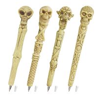 Ручка фигурная ЧЕРЕПА-2, СИНЯЯ, 4 дизайна ассорти, линия письма 0,5 мм, дисплей, BRAUBERG, 142774 | код 142774 | BRAUBERG