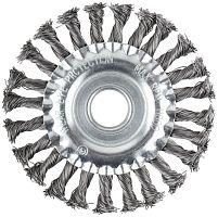 Корщетка-колесо, посадочный диаметр 22,2 мм, стальная витая проволока 125 мм, блистер | код 39078 | FIT