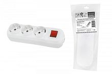 Колодка розеточная 3 гнезда 2П+3 c выключателем 16А 250В белая серии Народная | код SQ1806-0418 | TDM НАРОДНЫЙ