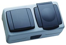 Выключатель 1-кл. + розетка IP44 с крышкой с пружинным зажимом Makel 37064207