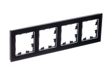 ATLASDESIGN NATURE 4-постовая РАМКА, НАТУРАЛЬНОЕ СТЕКЛО, ЧЕРНЫЙ | код ATN361004 | Systeme Electric