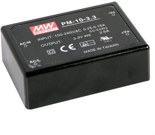 Источник питания AC-DC, 10 Вт, вход 85...264В AC 47...440 Гц, 120...370B DC, выход 3,3В/2,5А, изоляция 4000В AC, в кожухе 70х50х22,7мм, -20...+70C | код PM-10-3.3 | MeanWell Источник питания AC-DC, 10 Вт, вход 85...264В AC 47...440 Гц, 120...370B DC, выход 3,3В/2,5А, изоляция 4000В AC, в кожухе 70х50х22,7мм, -20...+70C | код PM-10-3.3 | MeanWell
