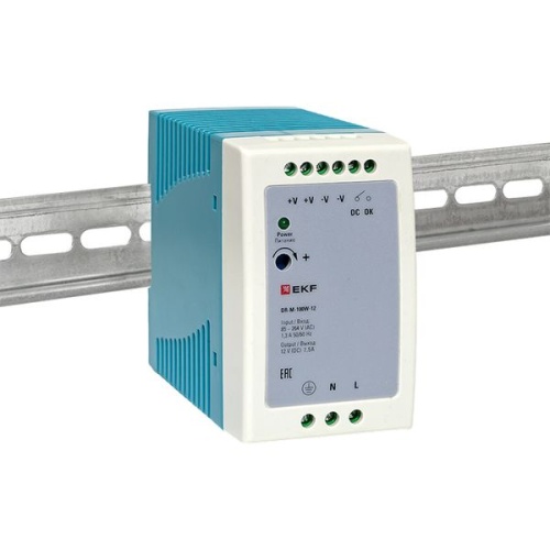 Блок питания на дин рейку 100Вт,Uвх ~ 220 В AC m, Uвых - 12 В DC постоянного тока | код DR-M-100W-12 | EKF фото 3
