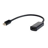Переходник miniDisplayPort -> HDMI, Cablexpert A-mDPM-HDMIF-02, 20M/19F, кабель 15см, черный, пакет | код A-mDPM-HDMIF-02 | Cablexpert