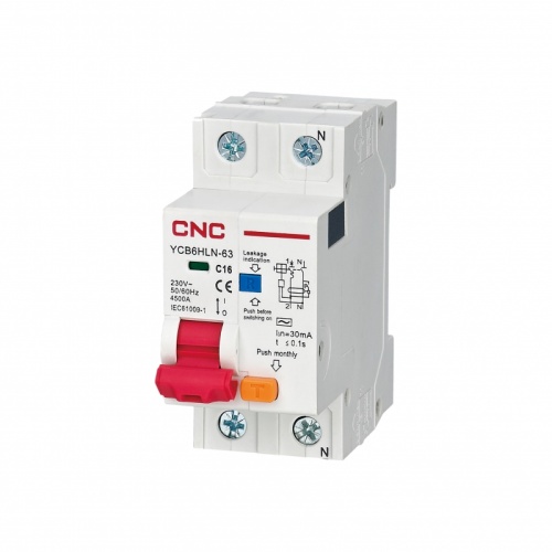 Диф. автомат YCB6HLN-63 63А 1P+N 10мА 4,5кА D (электрон.) | код A001285 | CNC