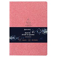 Тетрадь 48 л. в клетку обложка кожзам с блестками, сшивка, A5 (147х210мм), РОЗОВЫЙ, BRAUBERG SPARKLE, 403852 | код 403852 | BRAUBERG
