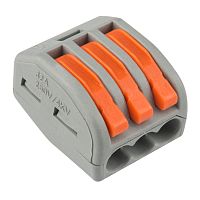 Универсальная клемма СМК 222-413, 3-проводная серая 0,08-2,5/4 мм кв (20 шт./уп.) REXANT | код 07-5253-4-20 | REXANT