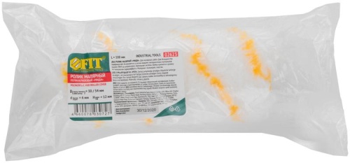 Ролик сменный полиакриловый белый с желтой полосой ''миди'', диаметр 30/54 мм, ворс 12 мм, 100 мм | код 2623 | FIT фото 3