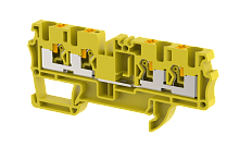Клемма проходная PUSH-IN 4 мм2, на 4 подключения, желтая PQ4-2x2-YELLOW | код 3103060004 | Elmex