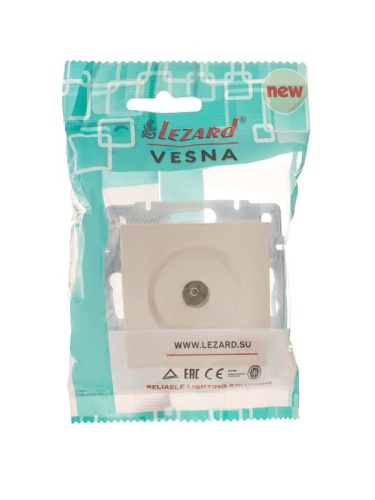 Розетка телевизионная оконечная TV 1-м СП Vesna механизм кремов.