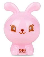 Точилка для карандашей ручная Deli Rabbit E0560 1 отверстие пластик ассорти блистер | код 475228 | DELI