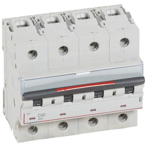 Автоматический выключатель DX³ - 36 кА - тип характеристики С - 4П - 230/400 В~ - 40 А - 6 модулей | код 410038 |  Legrand 
