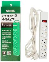 Сетевой фильтр Юнивольт 00-00000406 3м (5 розеток) белый (коробка) | код 1996722 | ЮНИВОЛЬТ
