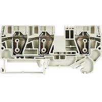 Проходная клемма, 3 точки подключения, тип фиксации провода: пружинный, номинальное сечение: 6 мм кв., 41A, 800V, ширина: 8 мм, цвет: серый, тип монтажа: DIN 35 | код 56.706.5055.0 | Wieland