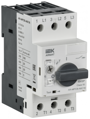 ARMAT Авт. выкл. защиты двигателя A6 GV2P 10-16А IEK | код AR-MPCB-A6C16 | IEK