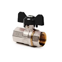 Кран шаровой ручка бабочка латунь внутр./внутр. резьба 3/4дюйм PN40 никель (инд. упак.) | код 34891 | RTP