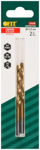 Сверла HSS по металлу, титановое покрытие, в блистере 4.8 мм (2 шт) | код 34348 | FIT фото 3 Сверла HSS по металлу, титановое покрытие, в блистере 4.8 мм (2 шт) | код 34348 | FIT фото 3