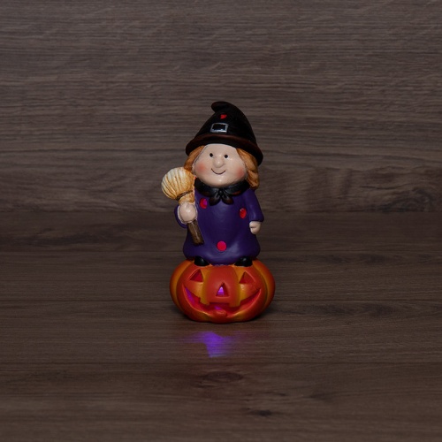 Керамическая фигурка Ведьма на тыкве 8х8х14.8 см | код 505-020 | NEON-NIGHT