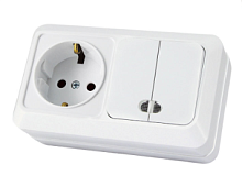 Блок комбинированный выкл. 2-кл. с/п 10А + розетка 2П+З 16А 250В БКВР IP20 белый Ладога TDM | код SQ1801-0104 | TDM