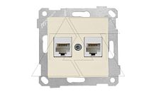 Rita - Розетка 2хRJ-45 кат. 6 UTP, сл.кость | код 2200-141-0102 | Mutlusan