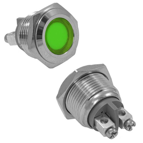 Индикатор антивандальный RUICHI GQ16F-G, зеленый, M16, IP65, никелированная латунь | код 114121 | Ruichi Индикатор антивандальный RUICHI GQ16F-G, зеленый, M16, IP65, никелированная латунь | код 114121 | Ruichi