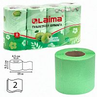 Бумага туалетная бытовая, спайка 8 шт., 2-х слойная, (8х19 м), LAIMA/ЛАЙМА, аромат яблока, 128723 | код 128723 | ЛАЙМА