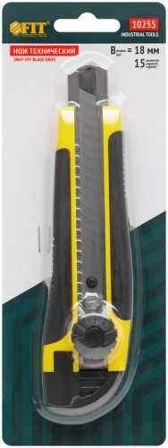 Нож технический 18 мм усиленный прорезиненный, вращ.прижим, лезвие 15 сегментов | код 10255 | FIT фото 3