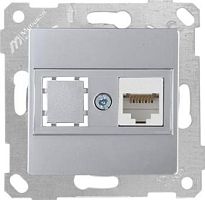 Rita - Розетка 1хRJ-45 кат. 6 UTP, нерж. сталь | код 2200-140-0182 | Mutlusan