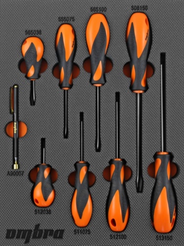 OMT9STE Набор отверток стержневых Basic в EVA ложементе 280х375 мм, 9 предметов | код OMT9STE | Ombra