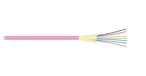 Кабель NIKOLAN волоконно-оптический, 12 волокон, многомодовый 50/125мкм, стандарта ОМ4, внутренний/внешний, распределительный, с плотным буфером, LSZH нг(A)-HFLTx, маджента | код NKL-F-012M4I-00C-MG-F001 | NIKOLAN
