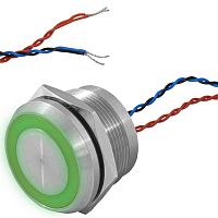 Кнопка пьезо с подсветкой, с фиксацией RUICHI RPS22ZE/G on-off, М22, IP68, нержавеющая сталь | код 114238 | Ruichi