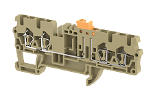 Клемма проходная пружинная 2,5 мм2 с размыкателем на 4 подключения, хаки SQK2.5-2X2-KHAKHI | код 2102150006 | Elmex