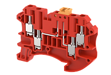 Клемма проходная винтовая 4 мм2, с размыкателем, на 4 подключения, красная TQK4-2X2-RED | код 1203150002 | Elmex