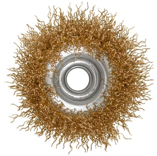 Кордщетка-чашка, гайка М14, стальная латунированная волнистая проволока 65 мм | код 39265 | FIT фото 5