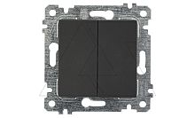 Rita - Выключатель двухклавишный, пруж. зажимы, черный мат | код 2200-402-0184 | Mutlusan