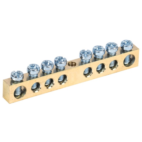 Шина PEN земля-ноль 6х9 мм 8/1 (8 групп/крепеж по центру) REXANT | код 11-2372 | REXANT Шина PEN земля-ноль 6х9 мм 8/1 (8 групп/крепеж по центру) REXANT | код 11-2372 | REXANT