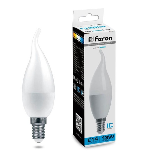 Лампа светодиодная 13Вт 230В E14 6400К С37T LB-970 FERON 38114