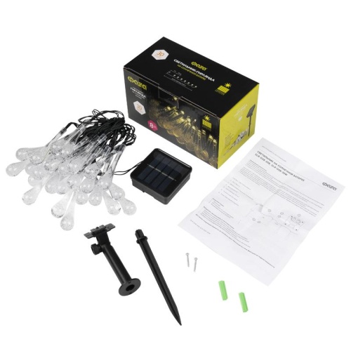 Светильник светодиодный SLR-G08-30W садовый; гирлянда капли теплый бел. солнечная батарея | код. 5040960 | ФАZА фото 6