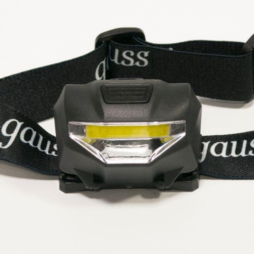 Фонарь светодиодный налобный 1 Вт 100 лм Черный IP42 на батарейках 3xAAА GFL Gauss | код GF306 | Gauss