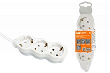 Удлинитель бытовой Люкс УЛ03 3 гнезда, 1,5м, с/з, с з/ш, ПВС 3х1мм2 16А/250В бело-серый TDM | код SQ1303-0232 | TDM